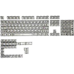QPSJXN 132 transparante kristallen sleutelcaps voor mechanische toetsenborden, compatibel met Koreaanse Arabische Russische ISO -lay-out, RGB, doe-het-zelf pc-sleutelcaps (zwart-Koreaan)