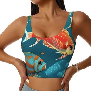 Oceaan Onderwater Vis Print Comfortabele Vrouwen Sport Vest Yoga Workout Vest Voor Vrouwen Lichtgewicht Zomer, Zwart, S