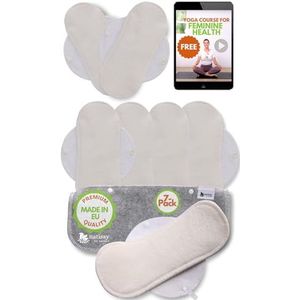 Wasbare Inlegkruisjes, 7 stuks Bamboe Herbruikbare stoffen ademende pads met vleugels, doek Dameshygiëne Maandverbanden GEMAAKT IN DE EU; Dagelijks Inlegkruisjes zonder PUL, voor dagelijks gebruik en normale vaginale afscheiding, NIET voor periode