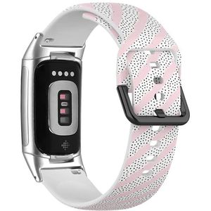 RYANUKA Sportbandje compatibel met Fitbit Charge 5 / Fitbit Charge 6 (trendy strepen polka), siliconen armband, accessoire, Siliconen, Geen edelsteen