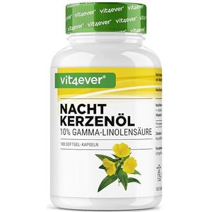 Teunisbloemolie - 180 capsules - Hooggedoseerd met 2000 mg per dagelijkse dosis - Premium: 10% gamma-linoleenzuur GLA, met natuurlijke vitamine E & koudgeperst - Laboratorium getest