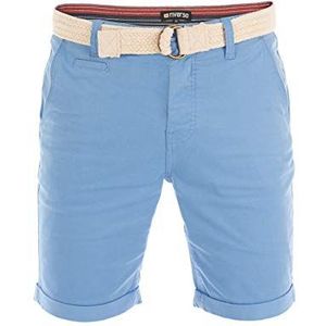 Riverso RIVHenry Chino short voor heren met riem, bermuda, korte broek, 98% katoen, lichtblauw, donkerblauw, marineblauw, rood, groen, oranje, beige, grijs, W30-W42, blauw (middle blue), 34
