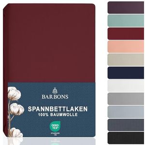 Hoeslaken 120x200 katoen tot 35 cm Matrashoogte, Bordeaux - Luxueus - OEKO-TEX Gecertificeerd - Zacht, Kreukvrij en Ademend - Eenvoudig onderhoud - machinewasbaar - Jersey boxspring 120 x 200