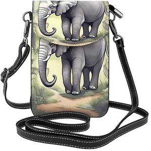 chenfandi Wandelen olifant crossbody tas met rits, &* vrouwen schoudertas met kaartsleuf, afneembare schouderriem, 19,2 x 12,5 cm., Zwart, Eén maat