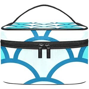 Kiwi Vogel Dier Make-up Tas Voor Vrouwen Meisjes Cosmetische Tassen Met Handvat Reizen Make-up Organizer Tas, Blauwe schaal, 8.9x5.9x5.4 Inches, Make-up Pouch