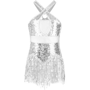 Gymnastiekpak voor meisjes, body met franjes voor Latijnse dans, cha-cha voor kinderen, show-kostuum met kwasten en glinsterende pailletten, jazz voor tango voor meisjes, maat 4-16