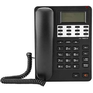 Bureautelefoon met snoer, dubbel systeem, vaste telefoon met vaste telefoonlijn met nummerherkenning voor thuis/hotel/kantoor, datum- en weekweergave, instelbare lcd-helderheid