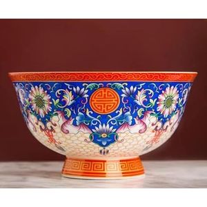 Bowls, Keramische kom * Chinese oude paleisstijl porseleinen rijstkom, papkom, soepkom 15,8 cm 6 inch emaille kleur aardewerk kom rijst hoogwaardige aangepaste Shou Bo(Color:Dark Blue,Size:6in)