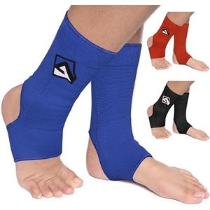 AQF MMA Enkelsteun Muay Thai Foot Brace Guard Kick Boxing Sprains Achilles Tendon Pain Relief Protector Elasticated ademende compressiekoker (Blauw, S)
