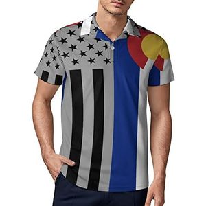 Amrican Colorado vlag heren golf poloshirt zomer korte mouw T-shirt casual sneldrogende T-shirts 2XL