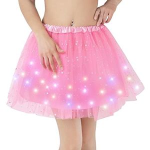 Kefiyis Tutu Rokken voor Vrouwen LED Light Up Tutu Volwassen Tiener Rok Ballet Dans Feesten Fancy Dress Halloween Kostuum, Roze (met voering), One size