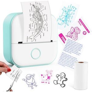 Pocket Printer - Mini printer T02 Draagbare Thermische Printer Inktloze Sticker Maker Machine Pocket Bluetooth Printers Telefoonprinter voor Leren, Studie-aantekeningen, Anatomische Diagram, Foto's