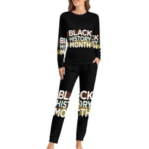 Zwarte geschiedenis maand zachte dames pyjama lange mouw warme pasvorm pyjama loungewear sets met zakken 6XL