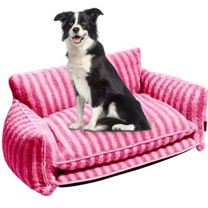 UNISTRENGH Hondenbed, katten en honden, orthopedisch en afneembare hoes, wasbaar bed, verkrijgbaar voor alle seizoenen (roze en wit, XL - 100 x 65 x 40 cm)