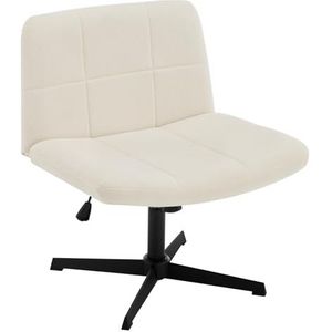 WOLTU Bureaustoel, ergonomische bureaustoel met extra groot zitvlak, stoel zonder armleuningen, van fluweel met gekruiste poten en schommelfunctie, gestoffeerd, crème, BS159 cm