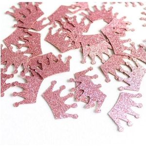 Feestdecoraties 100 stuks roségouden kronen papieren confetti voor themafeest baby prinses jongen verjaardag babyborrel bruiloft tafeldecoraties (kleur: roségouden kroon)