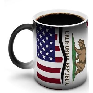 Verenigde Staten en Californië staat vlag koffiemok gepersonaliseerde kleur veranderende mok warmtegevoelige koffie thee kop voor vrouwen mannen