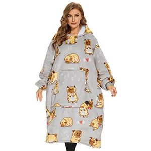 THREE POODLE Oversized Deken Hoodie, Sherpa Fleece Hooded Deken, Ultra Zacht Warm Draagbaar Deken Sweatshirt voor Vrouwen Mannen Volwassenen, Cadeau voor Dames