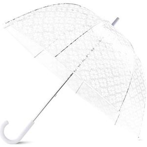 Kate Spade New York Grote Clear Dome Paraplu, Witte Spade Bloem
