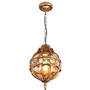 Mengjay Trade Outdoor in hoogte verstelbare hanglamp retro buiten/interieur hanglamp E27 brons waterdicht aluminium glas lampenkap hanglamp voor tuin hal paviljoen villa druiven frame