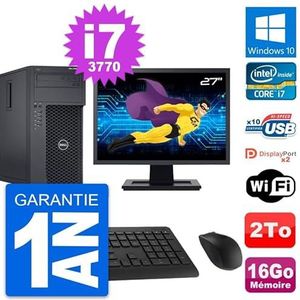 Dell PC Tower T1650 Display, 27 inch, Intel i7-3770 RAM, 16 GB, 2 TB, Windows 10, WiFi (gereviseerd)