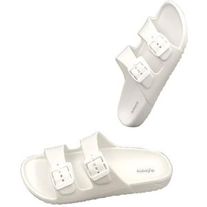 DeFonseca sandalen slip-on rubber heren dames zomer voor huis, tuin, strand, zee, Wit, 40 EU