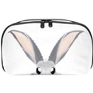 Make-uptas voor op reis Cosmetische toilettas voor dames heren,grijze konijn muziek,Handtas Waterdichte cosmetische tas