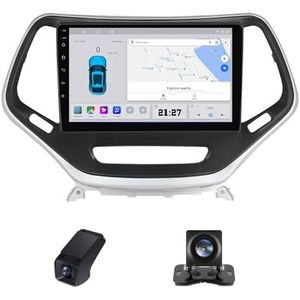 Android autoradio geldt voor Jeep Cherokee 5 KL 2014-2018 Wireless Carplay Android Auto,10 inch 2.5D touchscreen auto radio met GPS navigatie stuurwiel afstandsbediening(NF-2)