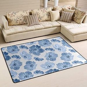 Vloerkleed 100 x 150 cm, Japanse blauwe kersenvloer tapijt pluche kantoormatten groot gebied tapijten voor slaapkamer, voor picknick, kinderkamer