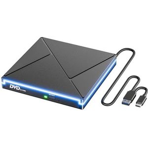 RGB DVD-speler for laptop Externe CD/DVD-lezer Schrijver ROM-station USB C Draagbare CD/DVD-brander for Mac Windows 11/10/7/8