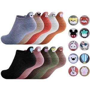 Sporzin Damessokken, 10 paar, personaliseerbaar, damessokken, fantasie, damessokken, 35-42 katoen, grappige grappige grappige sokken, Glimlach, 35-42 EU