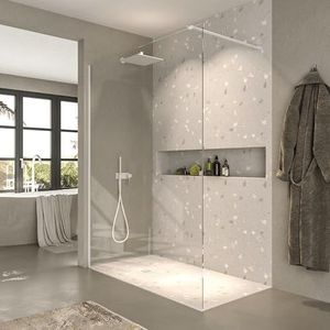 Inloopdouche-douchewand-walk in 90x200 cm, 10mm NANO EasyClean veiligheidsglas,mat zwart