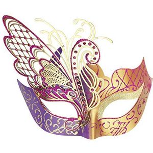 Coddsmz Mysterieuze Venetiaanse Vlinder Glanzende Vlinder Lady Masquerade Halloween Mardi Gras Party Masker (Goud+Paars)