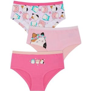 Squishmallows Drie Pack Meisjes 95% Katoen/5% Elastaan Hipster Slips, Meerkleurig, 12-13 jaar