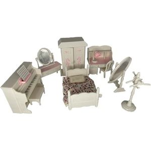 Mini House Miniatures Kunststof Keuken en Eettafel Set met Kookplaat, Eettafels, Keukengerei en Bestek Creatieve Cadeaus voor Kinderen C