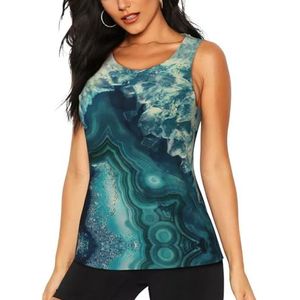 JGHHOUN Heldere Aqua Blauwe Print Stijlvolle Atletische Tank Top Zomer Activiteiten Vissen Camping Yoga Blijf Koel Droog, Zwart, S