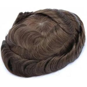 Mannen pruik Echt haar toupet Fijne mono mannelijke pruik 130% dichtheid Duurzaam haarprothese Toupet Heren 6"" Haarvervangingssysteem voor mannen-5x7-Straight-120density-4