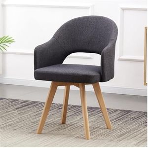 Fauteuil, fauteuil met klein accent, bureaustoel, midden eeuw gestoffeerde keukenstoelen, massief houten poten, fauteuils met fluwelen accent, holle rug for slaapkamer, eetkamer(Color:Dark Gray)