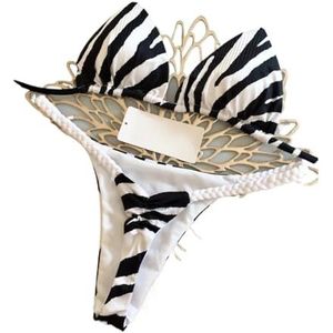 XPJYUA Bikini Bikini Set, Bikini, Hoge Taille Badpak, Sexy Zebra Print, Badmode Badpakken voor Dames (Kleur: 2103, Maat: L)