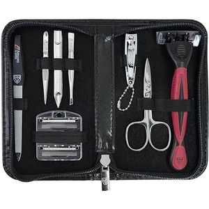 DREI SCHWERTER Germany mannen set 8-delig manicure reizen etui set nagelset scheerapparaat met 3 reservemesjes, merkkwaliteit (reiset)