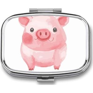 Lachende pillendoos 2 compartimenten medicijnorganisator draagbare pillencontainer vierkante pillenhouder voor zak reizen pillenetui voor portemonnee