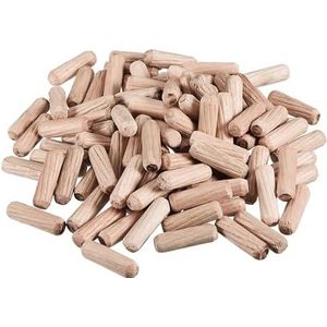 Houten deuvel 100 stuks pennen M6/8/10 deuvels for houten ovendroging, gecanneleerd en afgeschuind hardhout for het maken van houtverbindingen for meubels en timmerwerk(6 x 20mm)