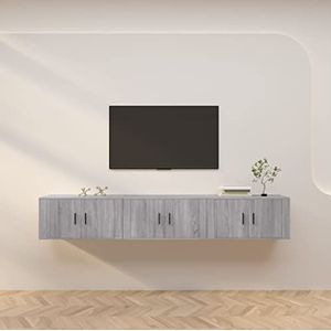 AUUIJKJF Entertainmentcentra & TV-standaards Wandgemonteerde tv-kasten 3 stuks Grijs Sonoma 80x34,5x40 cm Meubels