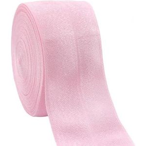 Glanzende vouw over elastische FOE 1-1/2"" 40 mm spandex satijnen band singelband stof ondergoed jurk DIY naaien trim 2 5 10 yard-licht roze-40mm-5 yards