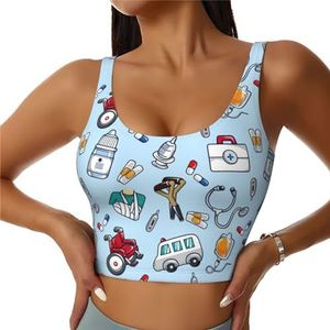 Cartoon Gereedschap Print Comfortabele Vrouwen Sport Vest Yoga Workout Vest Voor Vrouwen Lichtgewicht Zomer, Zwart, S