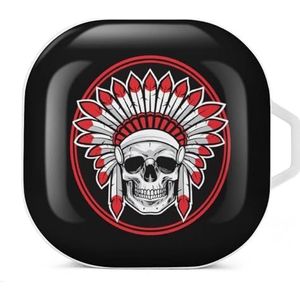 Native American Skull Oortelefoon Hoesje Compatibel met Galaxy Buds/Buds Pro Schokbestendig Hoofdtelefoon Case Cover Wit-Stijl