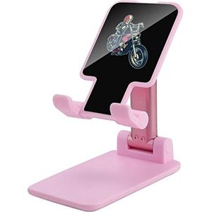Skull Ride Motorfiets Opvouwbare Mobiele Telefoon Houder Stand voor Bureau Hoek Hoogte Verstelbaar Roze Stijl