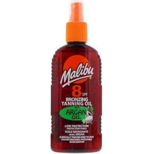 Malibu Sun SPF 8 Bronzing Tanning Argan Oil Spray met lage bescherming, waterbestendig, tropische geur, 200ml