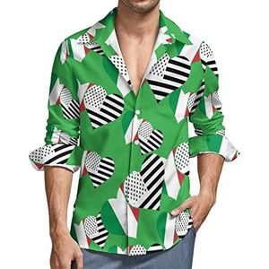 Italiaanse vlag en zwarte Amerikaanse vlag heren button down shirt lange mouwen V-hals shirt casual regular fit tops