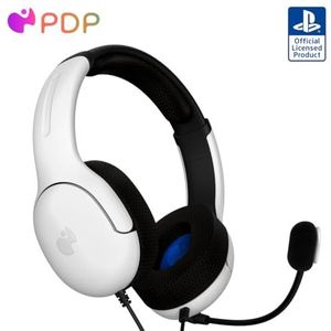 PDP Gaming LVL40 Stereo Headset met Mic for PlayStation, PS4, PS5 - PC, iPad, Mac, laptopcomputer - Noise Cancelling microfoon, Lichtgewicht, Soft Comfort On Ear Headphones, 3.5 mm jack - wit